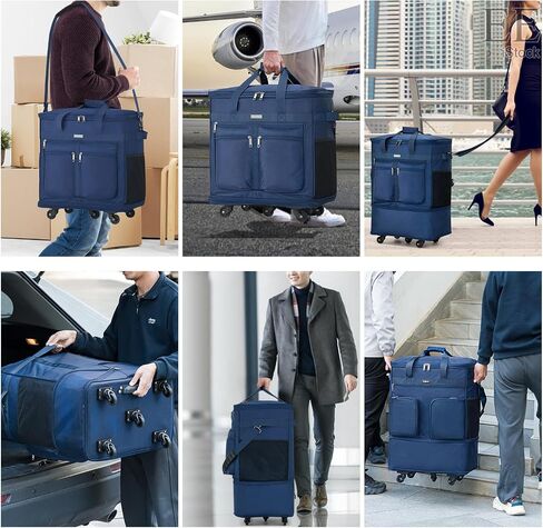 MILADA Travel Luggage Bag Suitcases with Wheels Expandable Foldable Travel Bag Collapsible Rolling Duffle Bag Large Suitcase for Men Women without Telescoping Handle, Black in Kuwait
