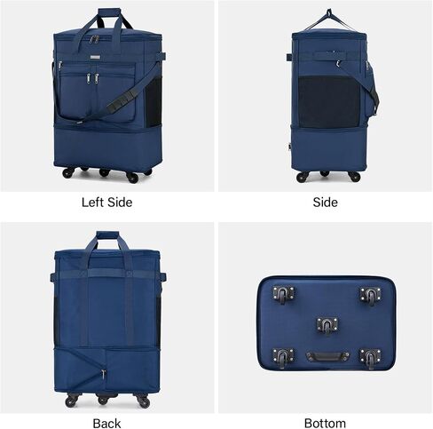 MILADA Travel Luggage Bag Suitcases with Wheels Expandable Foldable Travel Bag Collapsible Rolling Duffle Bag Large Suitcase for Men Women without Telescoping Handle, Black in Kuwait