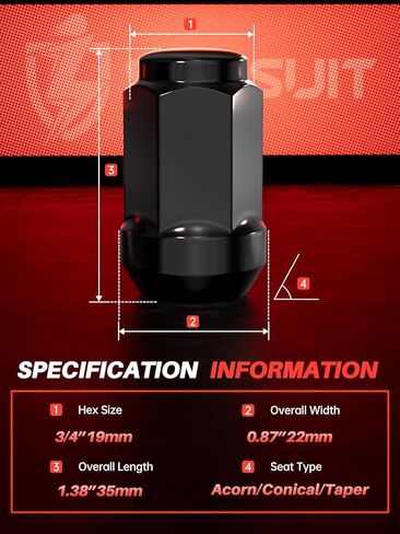 Sposuit M12x1.5 صواميل العروة - بديل لسيارة Honda Civic 2006-2024، 2003-2024 Accord، 1997-2024 CR-V، 2016-2024 HR-V - صامولة عروة كروم مغلقة النهاية (20 قطعة) in Kuwait