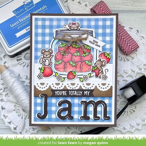Lawn Fawn Clear Stamps & Dies Set - كيف أنت الفاصوليا؟ الإضافة الفراولة - حزمة عنصران in Kuwait
