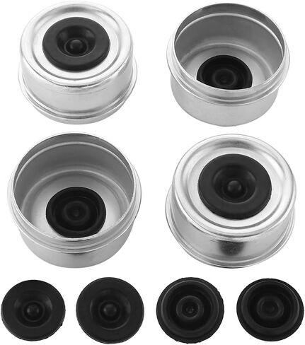 4 PCS 2.44 '' Trailer Hub Cap Cap Cap Cape Axle Axle مع 8 مقابس مطاطية ، وعجلات فولاذية تحمل أغطية الغبار لأكثر من 5200 إلى 6000 رطل قارب Dexter EZ Lube Camper RV in Kuwait