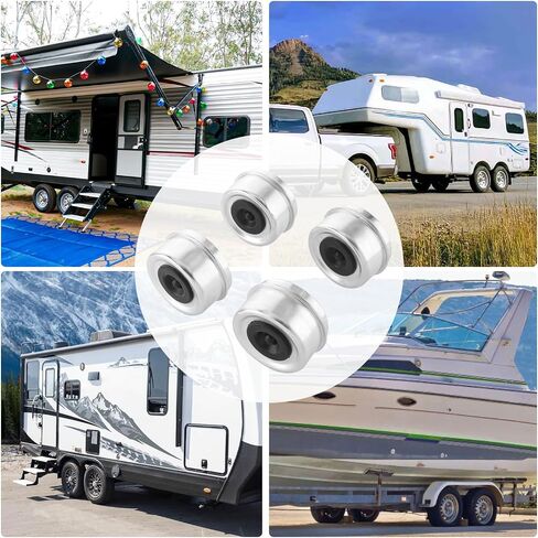 4 PCS 2.44 '' Trailer Hub Cap Cap Cap Cape Axle Axle مع 8 مقابس مطاطية ، وعجلات فولاذية تحمل أغطية الغبار لأكثر من 5200 إلى 6000 رطل قارب Dexter EZ Lube Camper RV in Kuwait