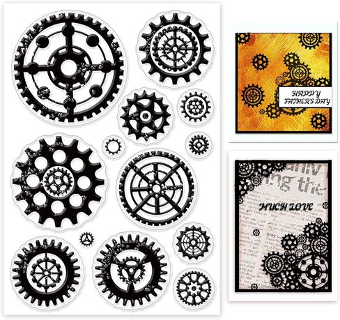 Globleland Vintage Gear Clock Clear Clear Clock Time Silicone Clear Stamp Gear Wheel Stamps Forms for DIY Scrapbooking and Cards Making Photo Journal 6.3x4.33inch in Saudi Arabia