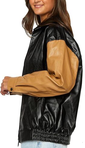 السترات الضخمة للنساء 100 ٪ من جلد Lambskin بالإضافة إلى الزي موتو راكب الدراجات 90S in Kuwait