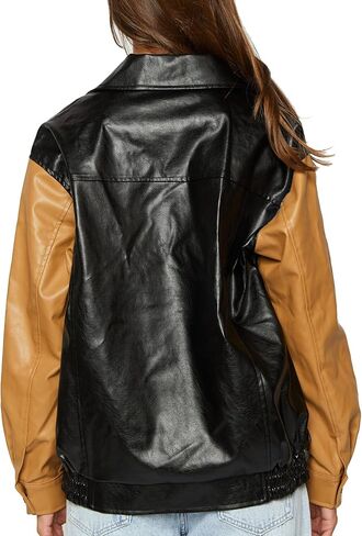 السترات الضخمة للنساء 100 ٪ من جلد Lambskin بالإضافة إلى الزي موتو راكب الدراجات 90S in Kuwait