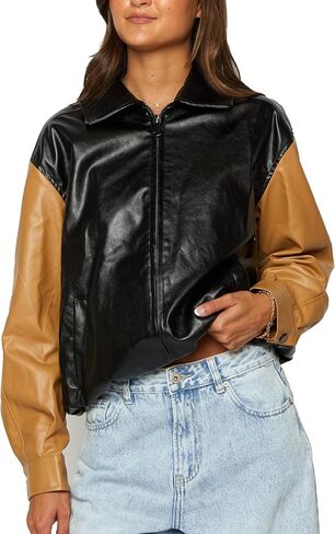 السترات الضخمة للنساء 100 ٪ من جلد Lambskin بالإضافة إلى الزي موتو راكب الدراجات 90S in Kuwait