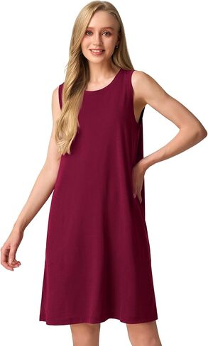SIORO 100% Merino Wool Women's Sleeveless Dress Casual Solid Tank Dress for Women Knee-Length Summer Dresses with Pockets in Saudi Arabia