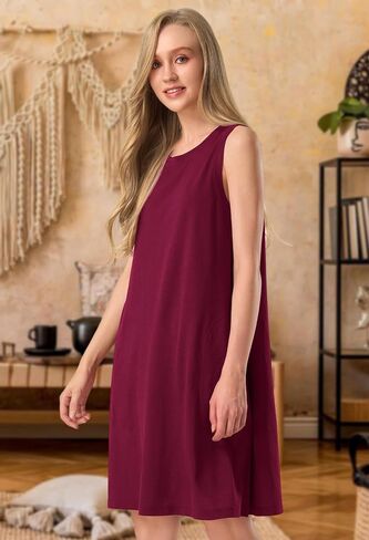 SIORO 100% Merino Wool Women's Sleeveless Dress Casual Solid Tank Dress for Women Knee-Length Summer Dresses with Pockets in Saudi Arabia