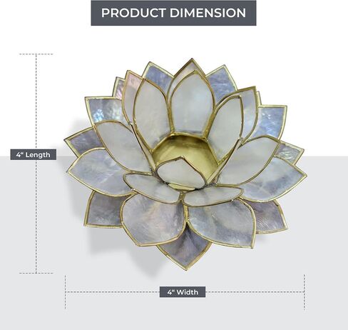 Moonshadow Handmade Capiz Shell Lotus Tea Light Holder, Elegant Blooming Flower Design with Natural Translucent Finish, Ideal for Home Decor, Meditation, Weddings & Serene Centerpieces, Natural in Saudi Arabia