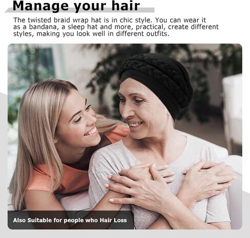 DRESHOW African Women Turban Caps Beanie Twist Headscarf Pre-Tied Double Twisted Braid Hair Cover Wrap Hat Chemo Cancer Cap in Saudi Arabia