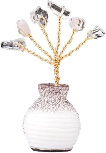 Mini Gemstone Life Tree in Decorative Vase – 5cm | Handcrafted Crystal Décor (Green Aventurine) in Saudi Arabia