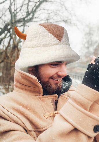 DAZCOS Furry Bucket Hat Unisex Comfort Warm Cap Outdoor Fisherman Hat Clothing Accessories for Christmas in Kuwait