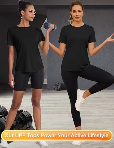 Blingfit Workout Tops for Women Short Sleeve Yoga Shirts Sports Gym Tshirts Quick Drying Running Top UPF 80+ Sun Protection in Saudi Arabia