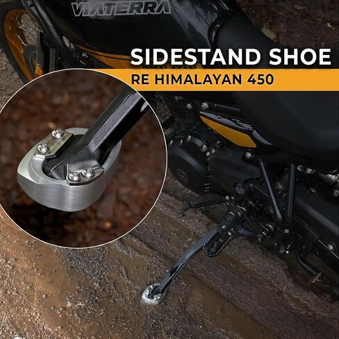 ViaTerra Himalayan 450 Motorcycle Kickstand Shoe & Side Stand Extender, Himalayan Accessories for Secure Parking with Foot Peg Extender I Provides Enhanced Stability and Support in Kuwait