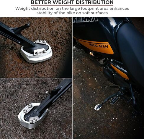 ViaTerra Himalayan 450 Motorcycle Kickstand Shoe & Side Stand Extender, Himalayan Accessories for Secure Parking with Foot Peg Extender I Provides Enhanced Stability and Support in Kuwait