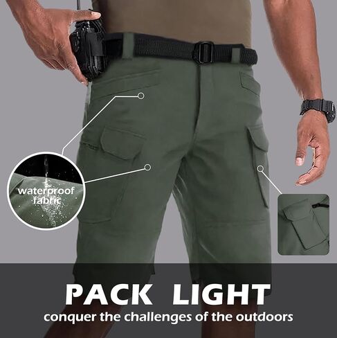 Cargo Shorts for Man Waterproof Stretch Multi Pockets Quick-Dry Outdoor Camping Running Athletic Men's Shorts in Kuwait