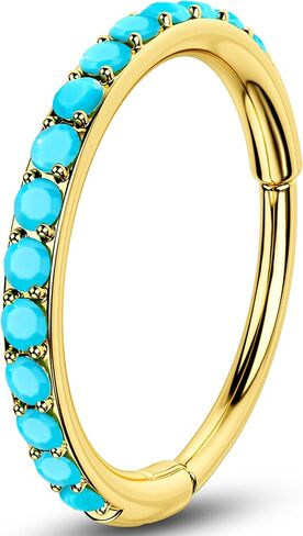 oufer turquoise الأنف حلقات طوق للنساء الرجال ، 316L من الصلب الجراحي 20g أنف مجوهرات ثقب ، مقسم حلقات شفة الحاجز الغضاريف المحبب روك هولكس tragus daith الأقراط-6 مم in Kuwait