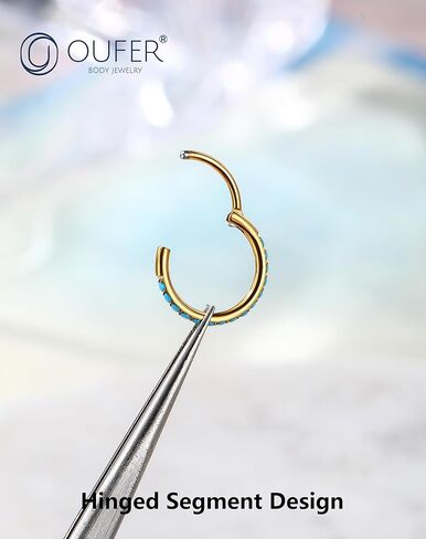 oufer turquoise الأنف حلقات طوق للنساء الرجال ، 316L من الصلب الجراحي 20g أنف مجوهرات ثقب ، مقسم حلقات شفة الحاجز الغضاريف المحبب روك هولكس tragus daith الأقراط-6 مم in Kuwait