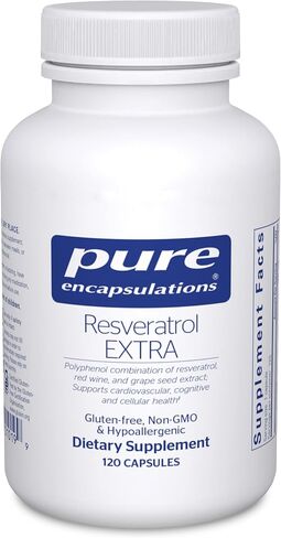 Pure Encapsulations Resveratrol EXTRA - 100 mg Trans-Resveratrol - For Healthy Cellular & Cardiovascular Function* - Antioxidants Supplement - Non-GMO & Gluten Free - 120 Capsules in Kuwait