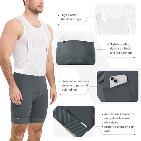 Santic Cycling Bib Shorts Men Padded Cycling Bib Tights Men Bike Bibs with Pocket in Kuwait