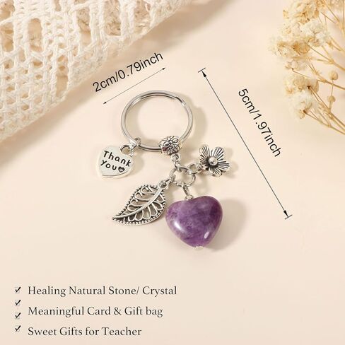 هدايا تقدير المعلم ، سلسلة مفاتيح الكريستال الحجرية الطبيعية ، نهاية العام ، شكرًا لك على مساعدتي في تنمية هدايا المعلمين in Kuwait