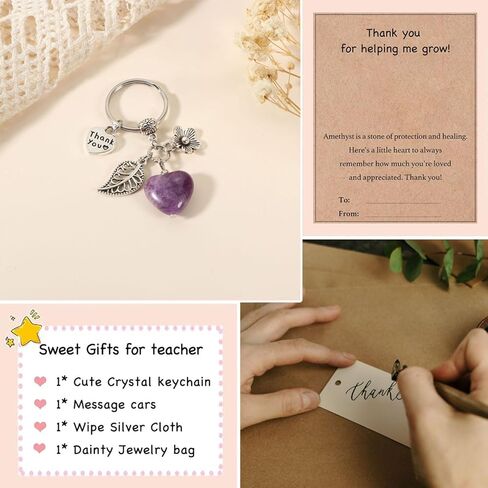 هدايا تقدير المعلم ، سلسلة مفاتيح الكريستال الحجرية الطبيعية ، نهاية العام ، شكرًا لك على مساعدتي في تنمية هدايا المعلمين in Kuwait