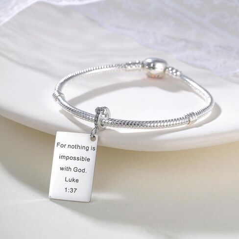 Betty & Sarah Bible Verse Charm لسوار السحر والقلادة - المجوهرات الدينية الفضية مع الكتاب المقدس والكتاب المقدس in Saudi Arabia