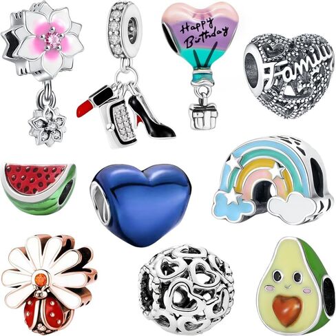10PCS Charms Compatible with Pandora Charms Bracelet Necklace, Charms for Bracelets for Women, the Beads with Cubic Zirconias Are the Perfect Jewelry Gift for Women, Ideal for Christmas, Birthdays, Mother's Day, and Valentine's Day. in Saudi Arabia