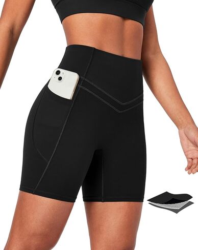 IUGA Tummy Control Biker Shorts Women with Pockets Workout Gym Shorts High Waisted Yoga Running Compression Shorts Spandex in Saudi Arabia