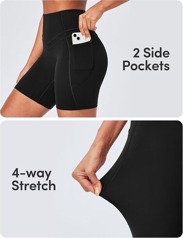IUGA Tummy Control Biker Shorts Women with Pockets Workout Gym Shorts High Waisted Yoga Running Compression Shorts Spandex in Saudi Arabia