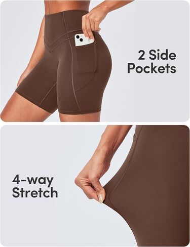 IUGA Tummy Control Biker Shorts Women with Pockets Workout Gym Shorts High Waisted Yoga Running Compression Shorts Spandex in Saudi Arabia