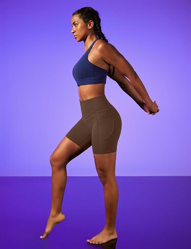 IUGA Tummy Control Biker Shorts Women with Pockets Workout Gym Shorts High Waisted Yoga Running Compression Shorts Spandex in Saudi Arabia