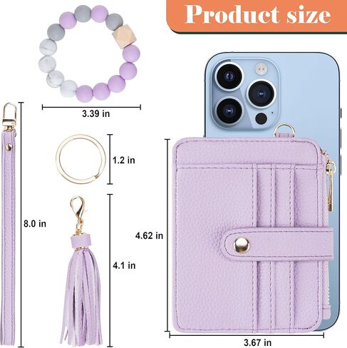 محفظة سلسلة مفاتيح مع سوار RFID حظر حامل بطاقة ائتمان المعصم ، حلقة شرابة حبة السيليكون للنساء in Kuwait