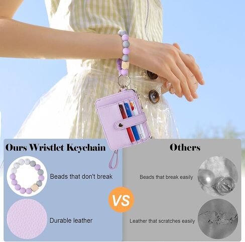 محفظة سلسلة مفاتيح مع سوار RFID حظر حامل بطاقة ائتمان المعصم ، حلقة شرابة حبة السيليكون للنساء in Kuwait