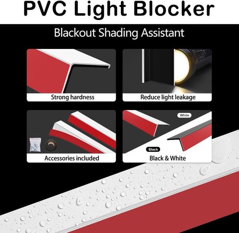 SEEYE Blackout Light Blockers, PVC Light Blockers Side Tracks for Roller Window Shades and Blinds 100% Blackout L-Shaped Light Blocking Strips for Bedroom, Easy to Install(White, 16.9'', 6pcs) in Saudi Arabia