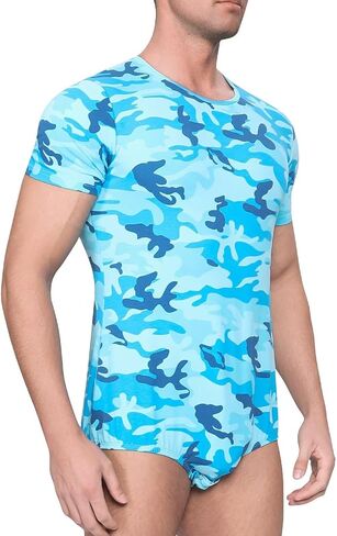 Adult Onesie for Men Cotton Pajama Jumpsuits One Piece Romper Bodysuit Short Sleeve Camouflage Top in Kuwait