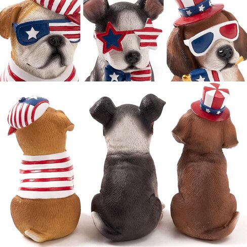 Valery Madelyn 4th of July Decorations Puppy Dog Patriotic Decoration, Medium 3Pcs Dogs Figurines Garden Statues Outdoor Yard Decorations, Memorial Day Independence Day Home Decor in Saudi Arabia