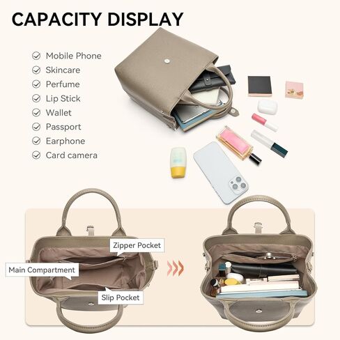 BOSTANTEN Satchel Bag for Women- Adjustable Shape, 3-Way Carry Convertible Vegan Leather Tote for Work Travel in Saudi Arabia