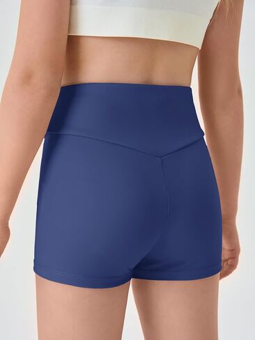 Haloumoning Girls Athletic Ruched v-Waist Shorts Kids Workout Yoga Dance Shorts Shorts النشطين للجمباز in Kuwait
