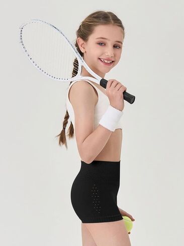 Haloumoning Girls High Waist Side Pinhole Athletic Shorts Kids Gymnastic Stretchy Yoga Volleyball Shorts 7-14 Years in Saudi Arabia