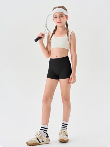 Haloumoning Girls High Waist Side Pinhole Athletic Shorts Kids Gymnastic Stretchy Yoga Volleyball Shorts 7-14 Years in Saudi Arabia