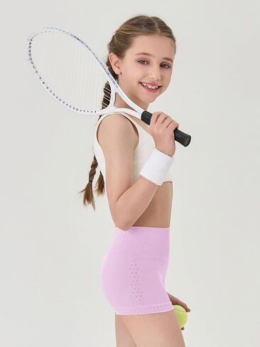 Haloumoning Girls High Waist Side Pinhole Athletic Shorts Kids Gymnastic Stretchy Yoga Volleyball Shorts 7-14 Years in Saudi Arabia