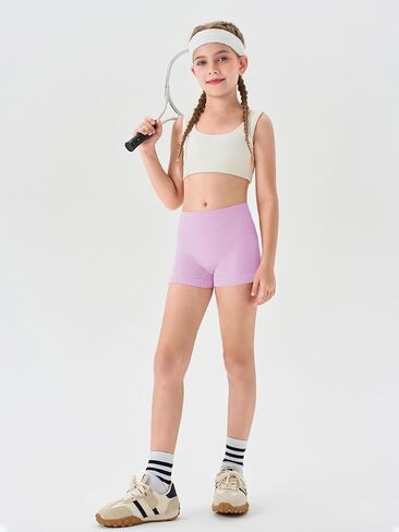 Haloumoning Girls High Waist Side Pinhole Athletic Shorts Kids Gymnastic Stretchy Yoga Volleyball Shorts 7-14 Years in Saudi Arabia