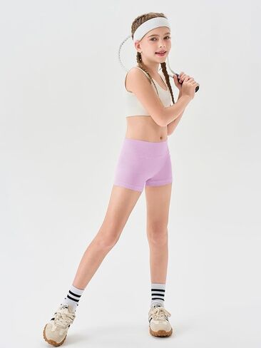 Haloumoning Girls High Waist Side Pinhole Athletic Shorts Kids Gymnastic Stretchy Yoga Volleyball Shorts 7-14 Years in Saudi Arabia