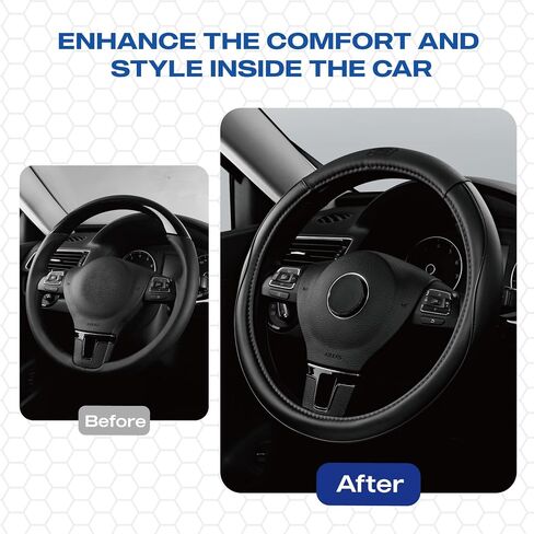 Skechers Memory Foam Steering Wheel Cover,Piping Microfiber Leather Steering Wheel Cover Sporty Universal Fit 14" 1/2-15" Car Wheel Protector for Men Women Fit Suvs,Vans,Sedans,Car,Trucks,Black in Saudi Arabia