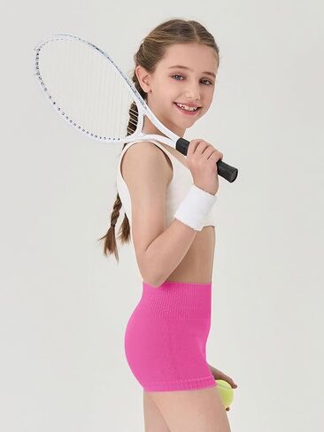 Haloumoning Girls High Waist Side Pinhole Athletic Shorts Kids Gymnastic Stretchy Yoga Volleyball Shorts 7-14 Years in Kuwait