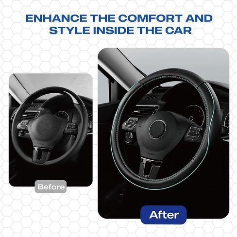 Skechers Memory Foam Steering Wheel Cover,Piping Microfiber Leather Steering Wheel Cover Sporty Universal Fit 14" 1/2-15" Car Wheel Protector for Men Women Fit Suvs,Vans,Sedans,Car,Trucks,Black in Saudi Arabia