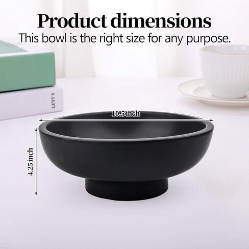 Decorative Bowl, Ceramic Fruit Bowl for Kitchen Counter(Black 10.5Inch×4.25Inch) in Saudi Arabia