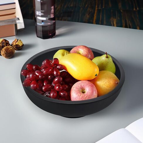 Decorative Bowl, Ceramic Fruit Bowl for Kitchen Counter(Black 10.5Inch×4.25Inch) in Saudi Arabia
