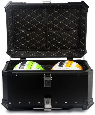 Aluminum Motorcycle Trunk Box, Universal 65L Waterproof Top Case with Security Lock for Helmet Luggage (Black) in Kuwait